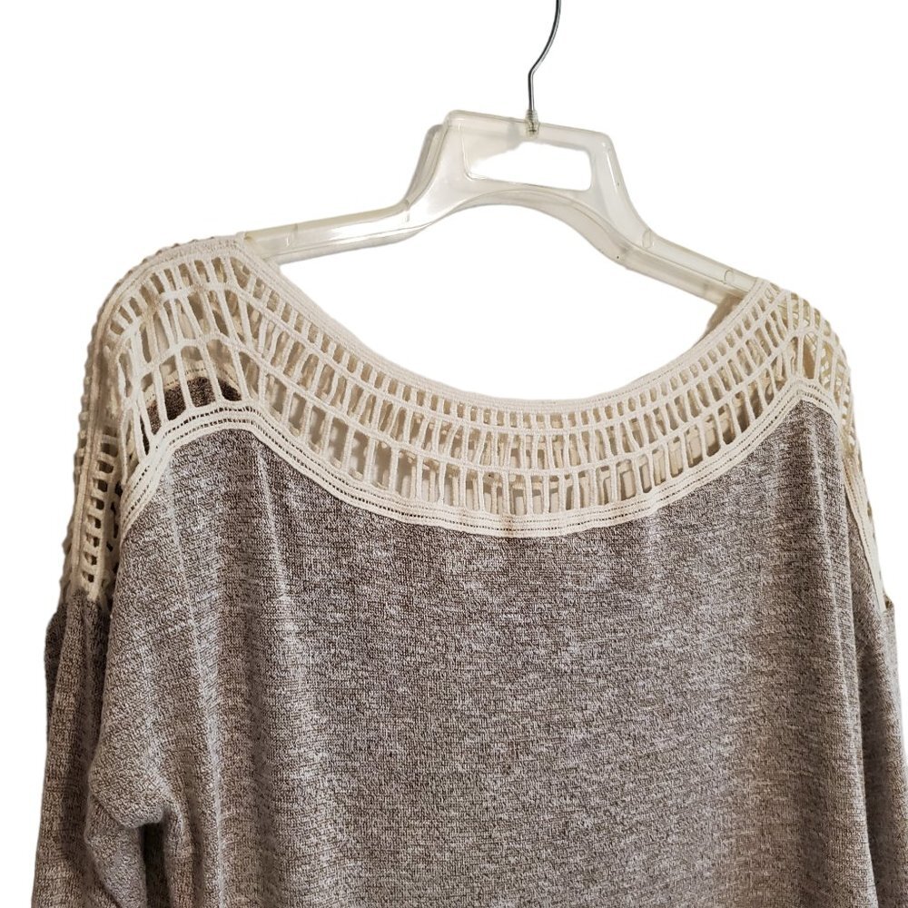 Entro Fringe High Low Hem Open Weave Pullover Long Sleeve Blouse Small - Picture 3 of 16